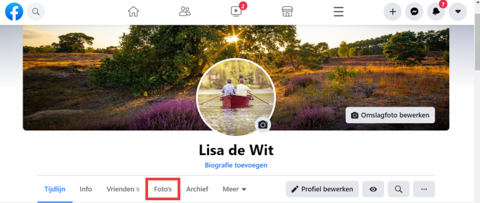 Knop 'Foto's'